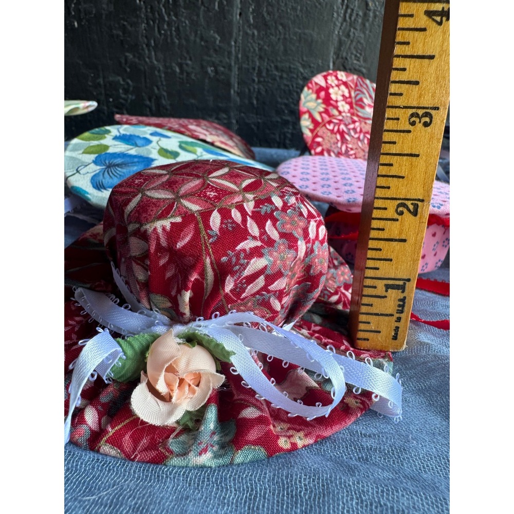 Lot of 11 Handmade Miniature Fabric Hats - Picture 5 of 5